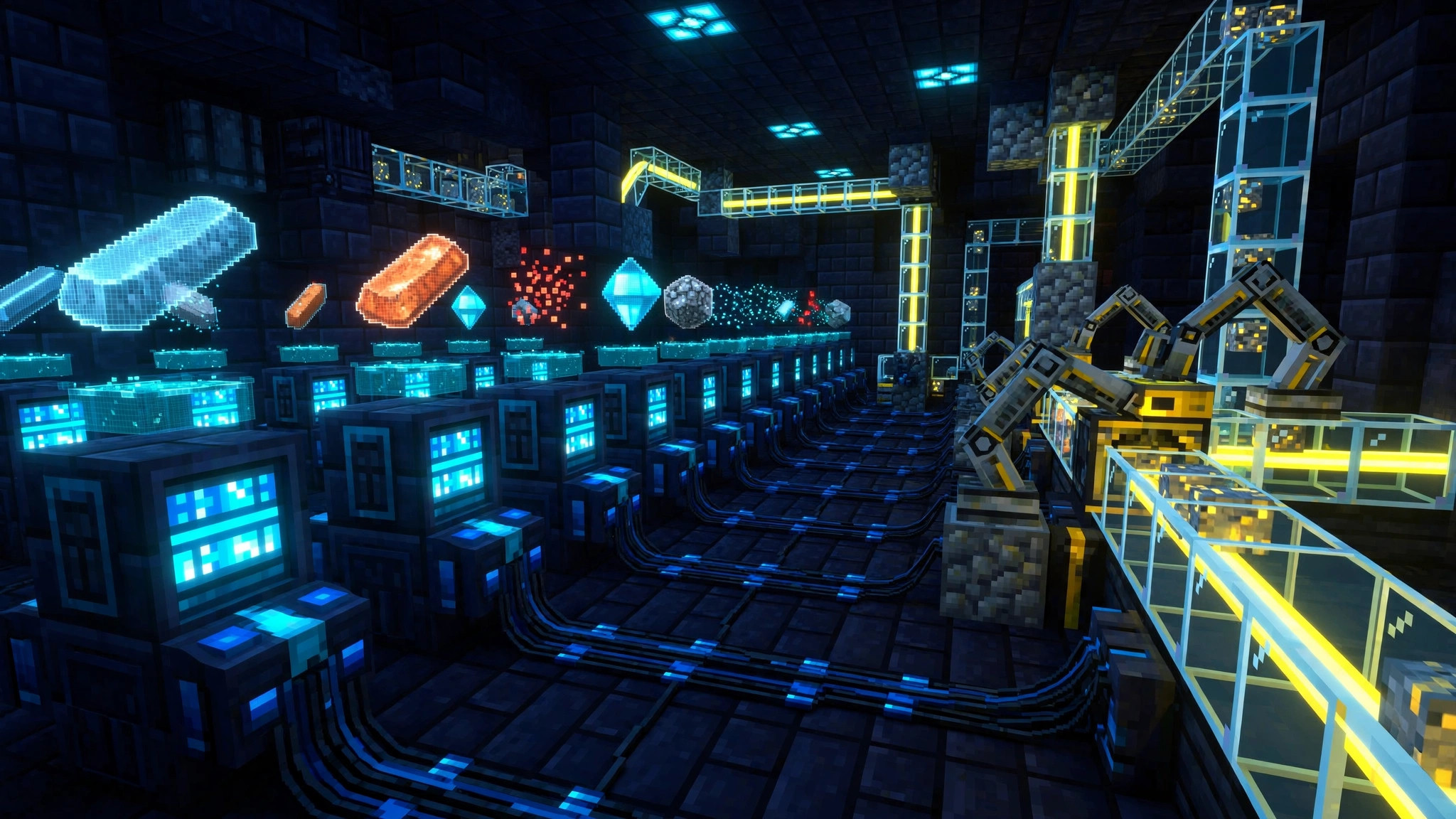 Digital storage terminals and automated processing lines: the best Minecraft tech mods running a full factory